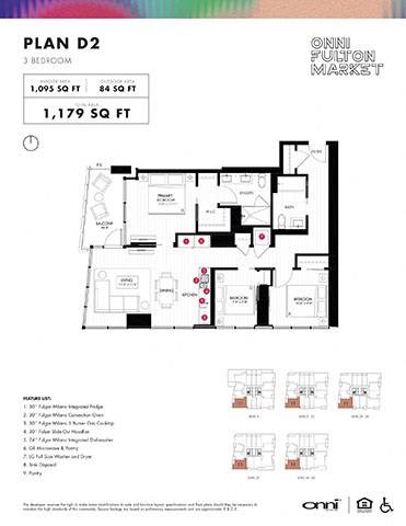 Floor plan for 3 beds, 2 baths, 1095 sqft